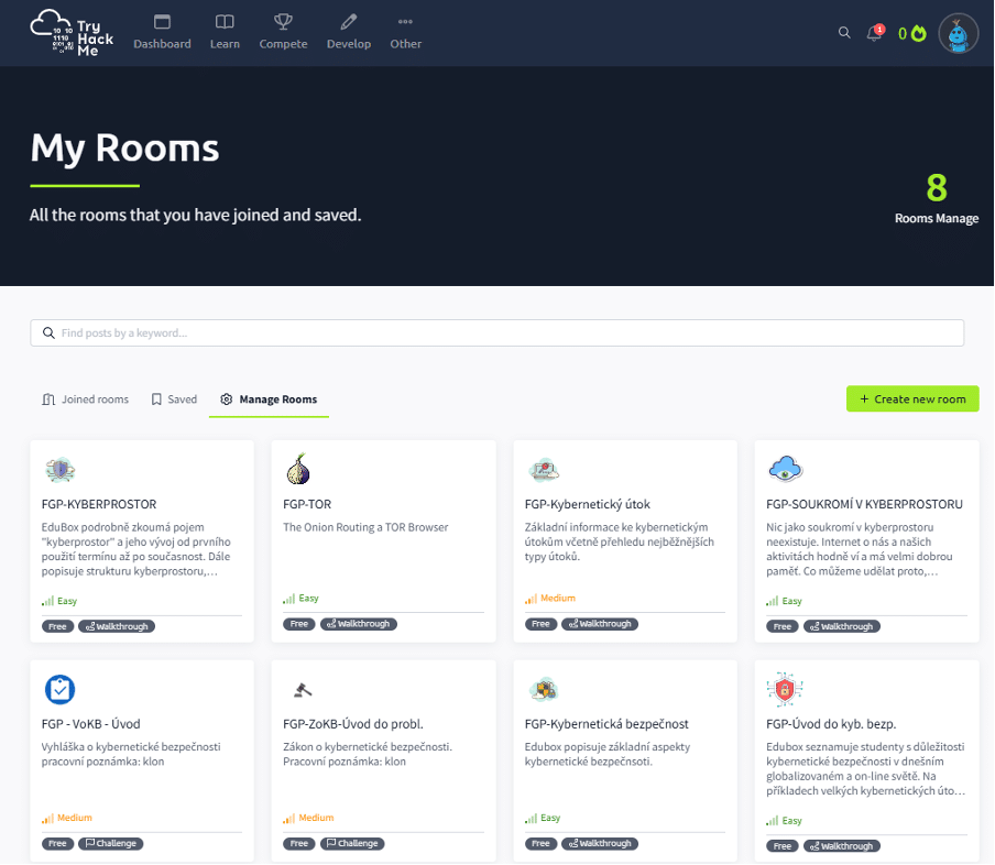 THM Rooms | Cyber Security – nový systém vzdělávání pro odborné střední školy